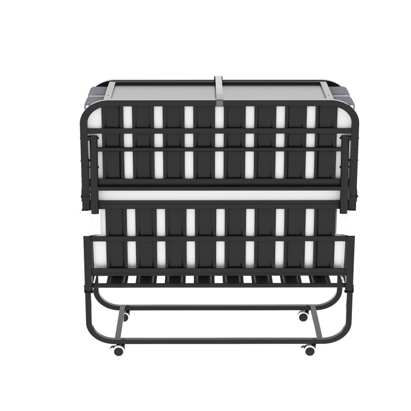 Lit pliant de 75 po x 46 po de large avec tête de lit réglable, matelas en mousse à mémoire de forme de 5 po, lit d'invité robuste sur roulettes pour les personnes de grande taille, cadre en métal de lit industriel spacieux et simple, installation facile et espace