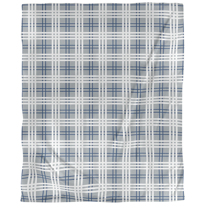 Plaid Duvet Cover, Brushed Polyester, Queen Duvet Cover, Gray/Speed Blue/White