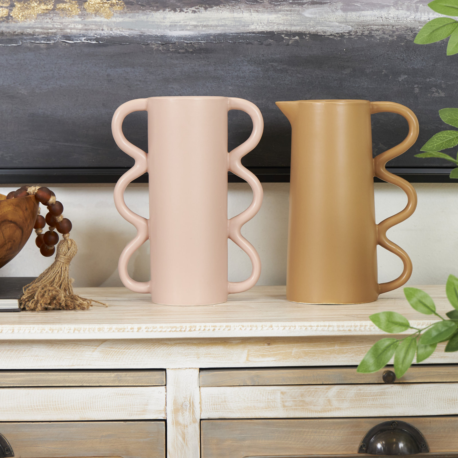 Edicott 10.25'' Dolomite Table Vase, Brown/Pink