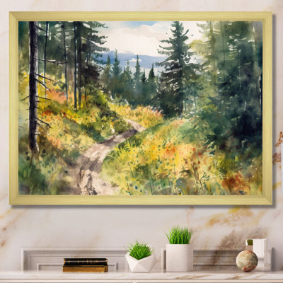 Little Road In Mountain Landscape VIII - Forest Framed Canvas Print Wall Art
