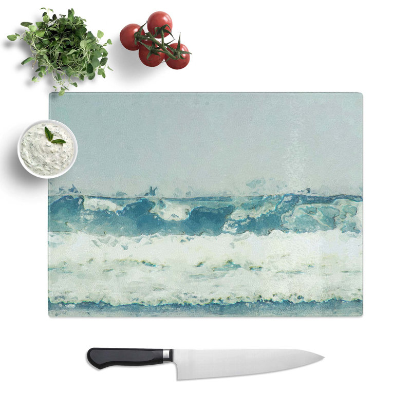Tempered Glass The Rolling Waves in Abstract Chopping Board, 28.5 cm W x 20 cm L