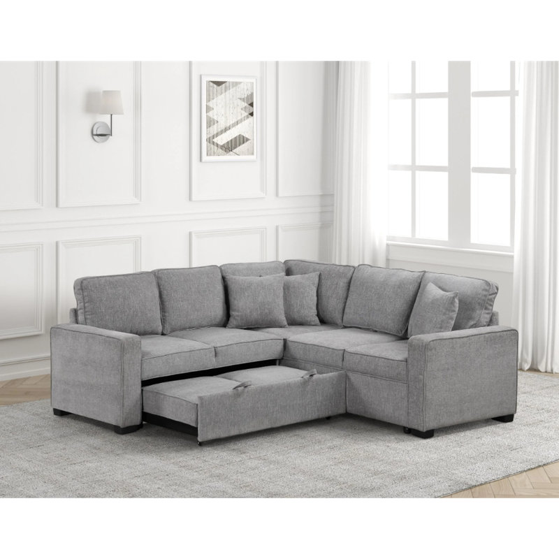 Ariel Gray Sectional With Pull-Out Bed