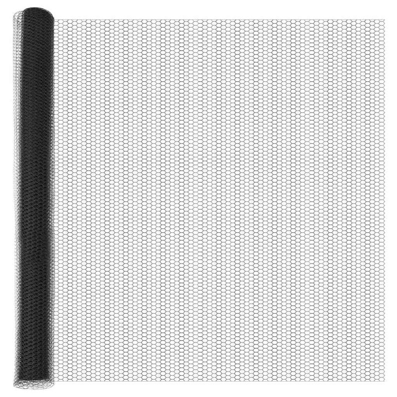 Vidaxl Fence With Posts PVC-Coated Steel, Grey, 150cm H x 2500cm W x 3.2cm D