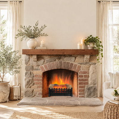 Foyer électrique encastrable 20 po avec ensemble de bûches 3D, chauffage 1400 W, luminosité de flamme réglable, télécommande et minuterie