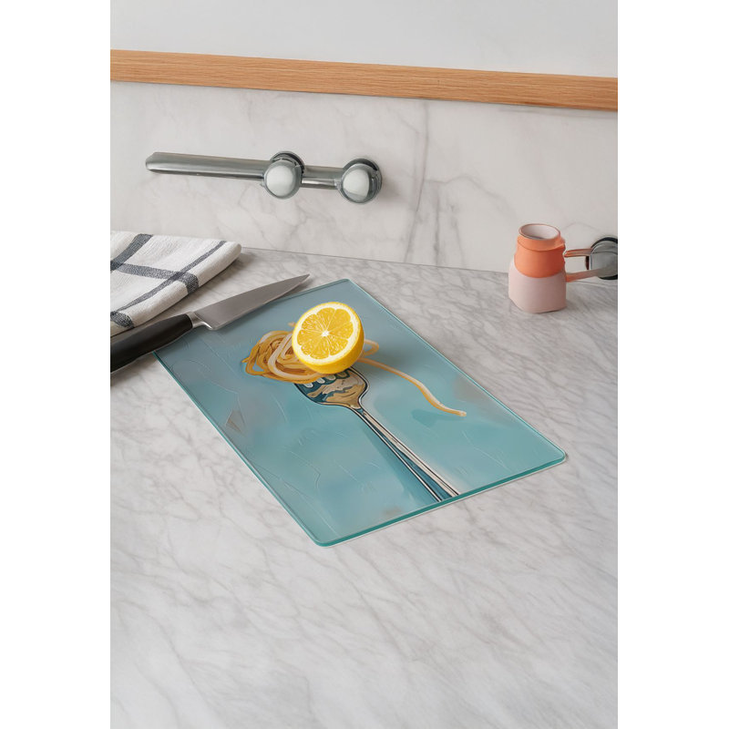 Durable Tempered Glass Cutting Board, 7.9 x 11.8 inches | 100% Antibacterial, Non-Slip Silicone Feet | Easy Clean Surface, Perfect for Food Prep & Kitchen Use, Not Dishwasher, Microwave, or Oven Safe