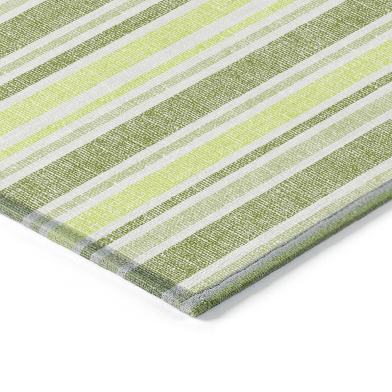 Tapis intérieur antidérapant à rayures vertes et jaunes 2 pi x 3 pi