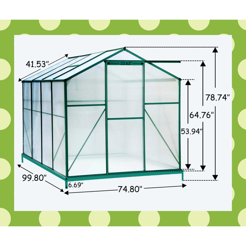 6' W x8' D Greenhouse, Green