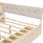 Lit plateforme en bois avec tête de lit tapissier crème avec rangement, station de charge et tiroirs-2036829126