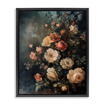  Dark Rose Florals Canvas Wall Art by Petal Prints Design