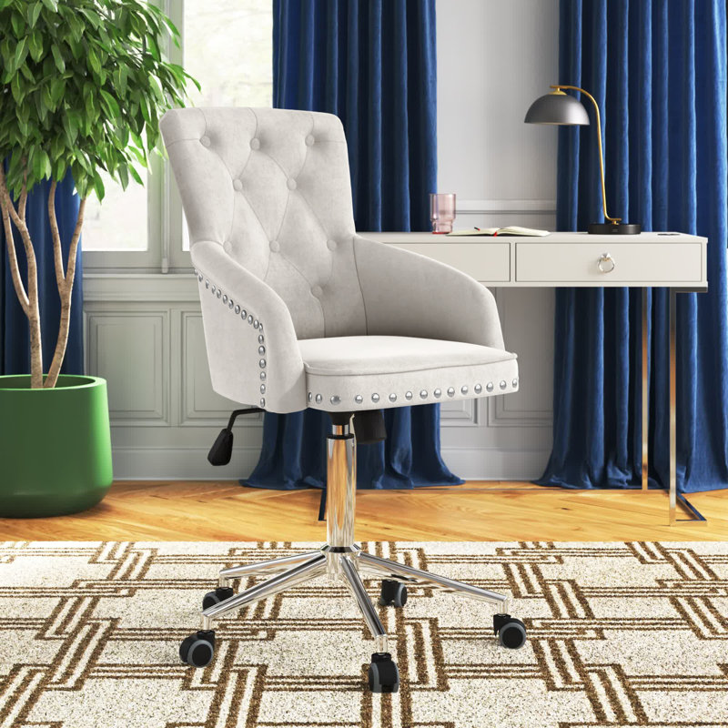 Gabouray Velvet Task Chair, White