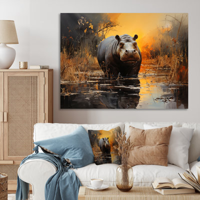 Hippo The Savanna King 3 - Hippopotamuswall Art
