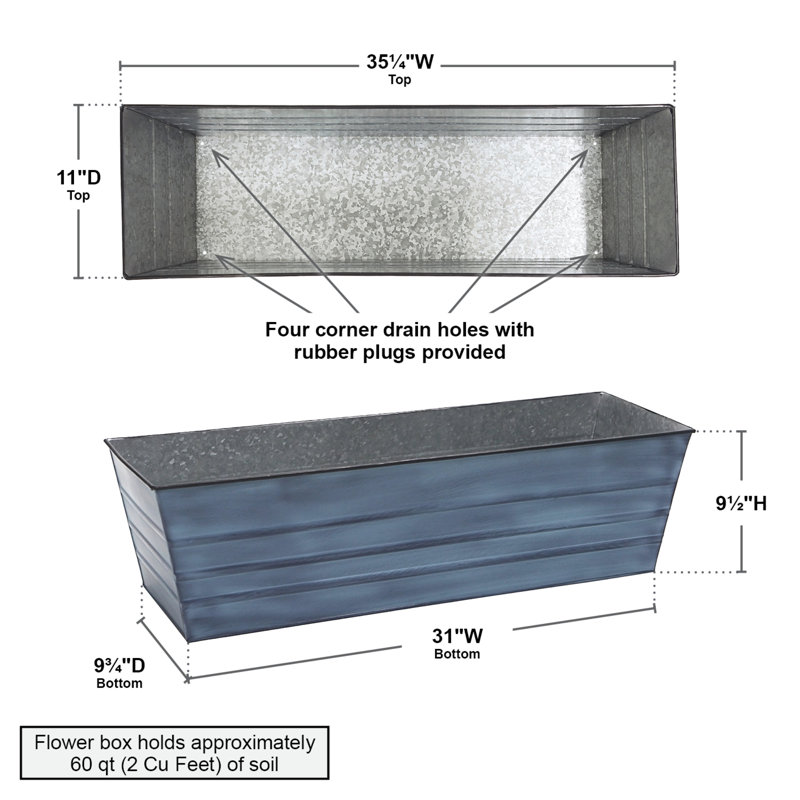 Drennon Handmade Window Box Planter, Nantucket Blue