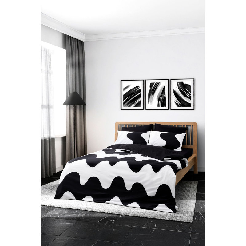 Ensemble de housse de couette double 100% coton de qualité supérieure Ranforce | Housse de couette 78,7 po x 86,6 po, drap-housse 63,0 po x 79,0 po + 11,8 po, 2 taies d'oreiller 19,7 po x 27,6 po | Impression réactive, lavable à la machine, fermeture à boutons