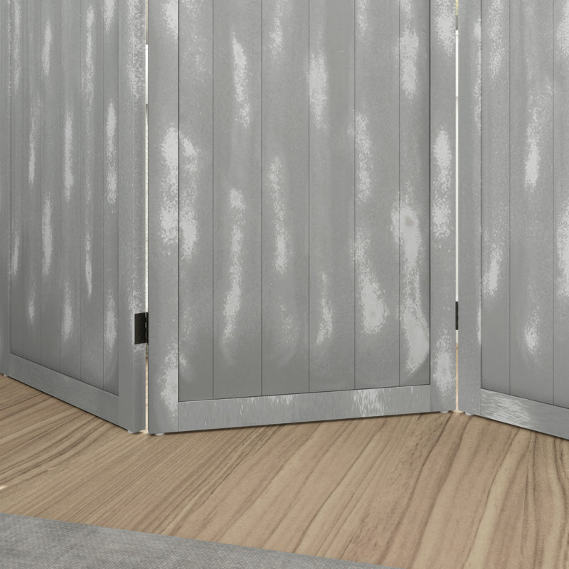 Paravent 5,5 "à 4 panneaux pliables, gris
