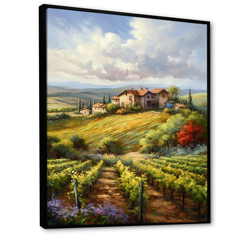 «Vineyard Charm», impression sur toile, H 44 po x l 34 po x P 1,5 po, Cadre flottant noir