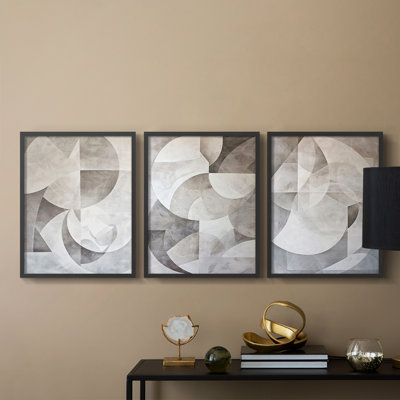 Abstract  Series  IX  -Set Of 3 Framed Giclee Prints -Ready to Hang
