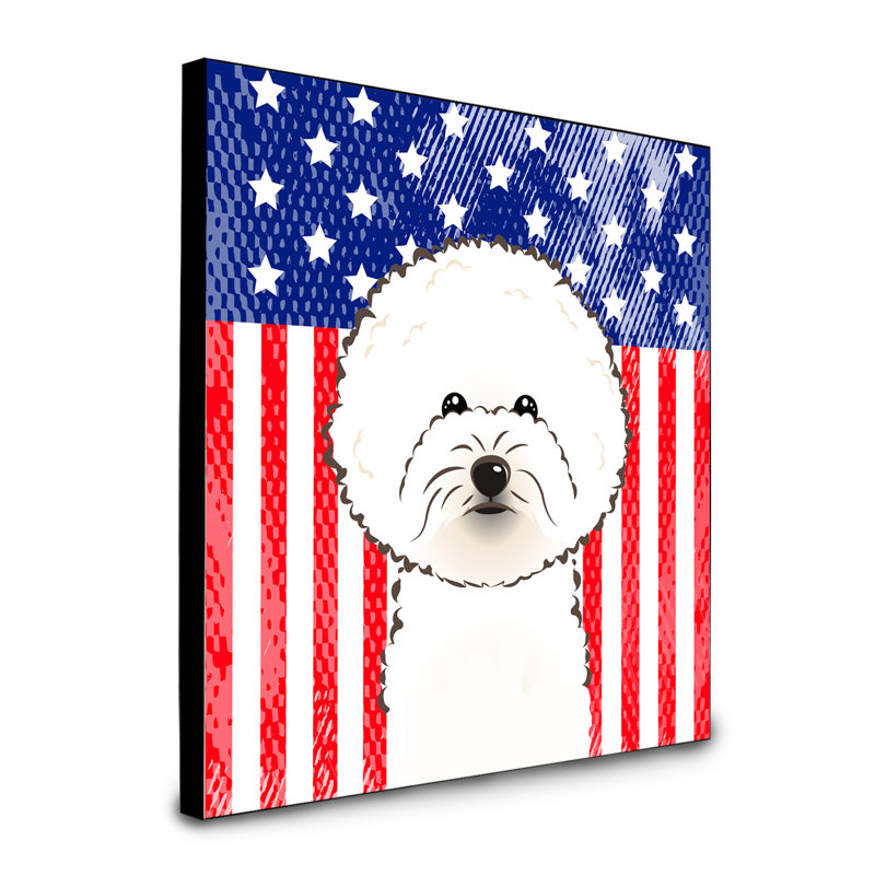 « american flag », art encadré Macomb, Bichon frisé