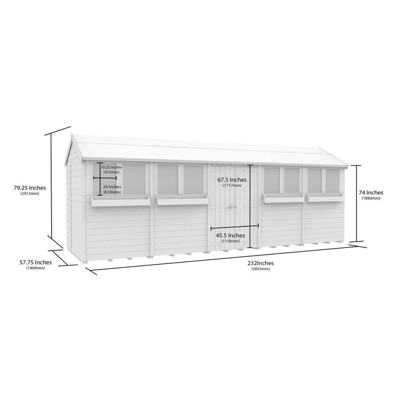 5ft x 20ft Apex Summer Shed