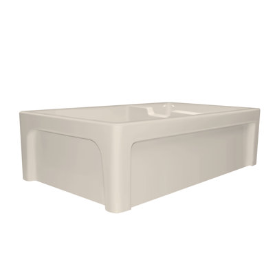 Whitehaus 42" Large Reversible Double Bowl Fireclay Kitchen Sink: Beveled, 2-1/2" Lip Front Apron