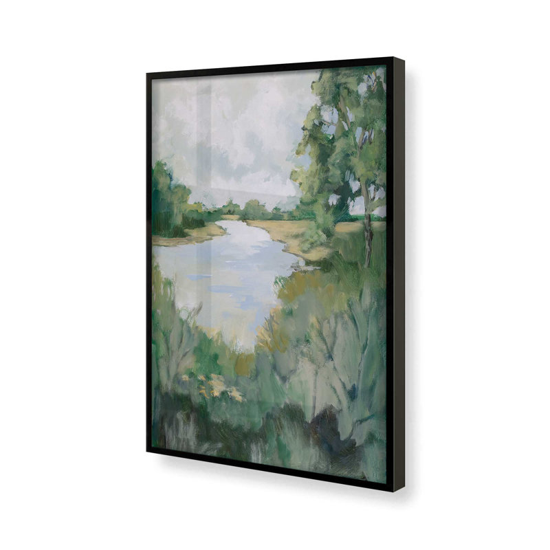 Peaceful Riverside View I Print, Cadre noir, H 17 po x l 13 po