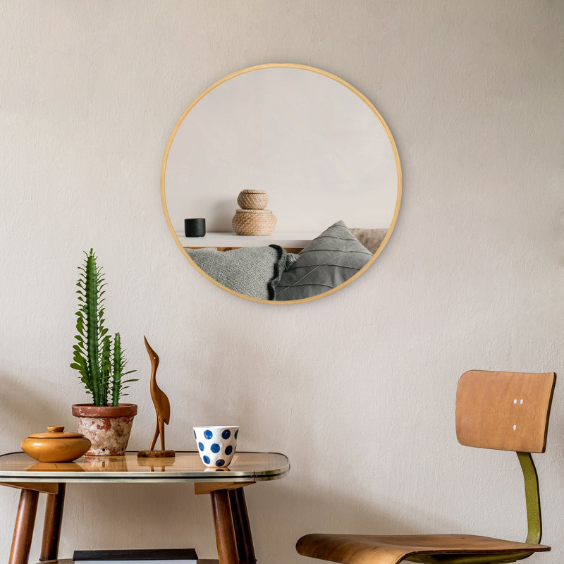 Miroir mural moderne à cadre rond, 30 po x 30 po, Or