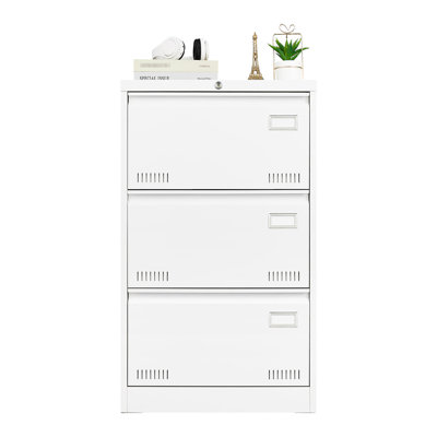 Locking 3 Drawer Metal Filing Cabinet For Office, Spacious Space, Steady Slide Rail, -Resisting Construction, Black Drawers, System, Office Organization,