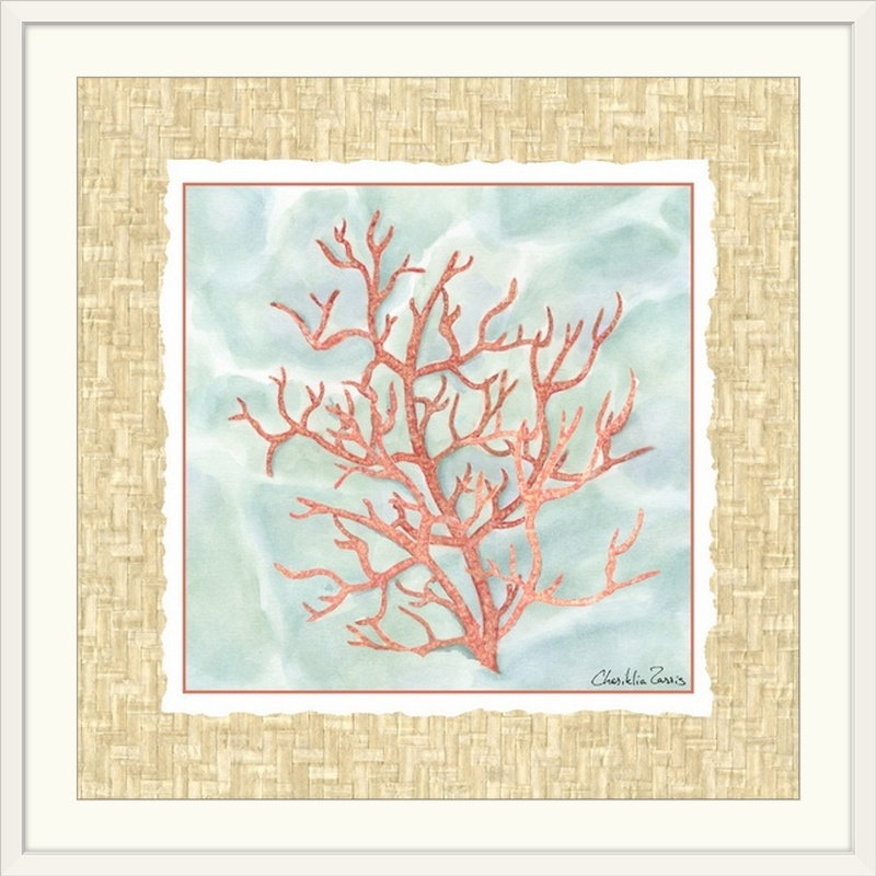 «Ocean Coral» par Mcclean, impression, H 28 x l 28 po x P 1 po, Cadre noir