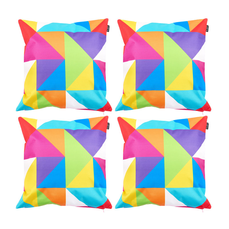 Bean Bag Bazaar Geometric Print Indoor-Outdoor Cushion, Technicolour
