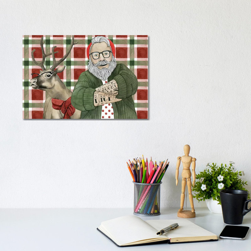 Hipster Santa Collection A by Grace Popp - No Frame Print on Canvas, 30.48 cm H x 45.72 cm W
