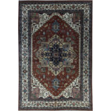 Wool Oriental Area Rug in Rust/Beige