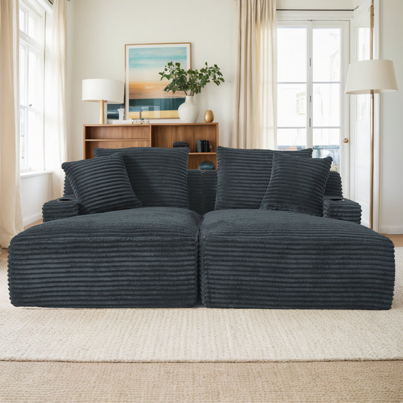 Très grand méridienne Mercer41, H 34 po x l 71 po x L 62 po, Gris