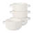 Gibson Elite Oyster Tide Embossed 6 Inch Soup Bowls with Handles. French Onion Soup Crocks, Stackable Soup Bowl, Chili, Beef Stew Reactive Glaze  Stackable Ceramic Bowl, Set of 4, White