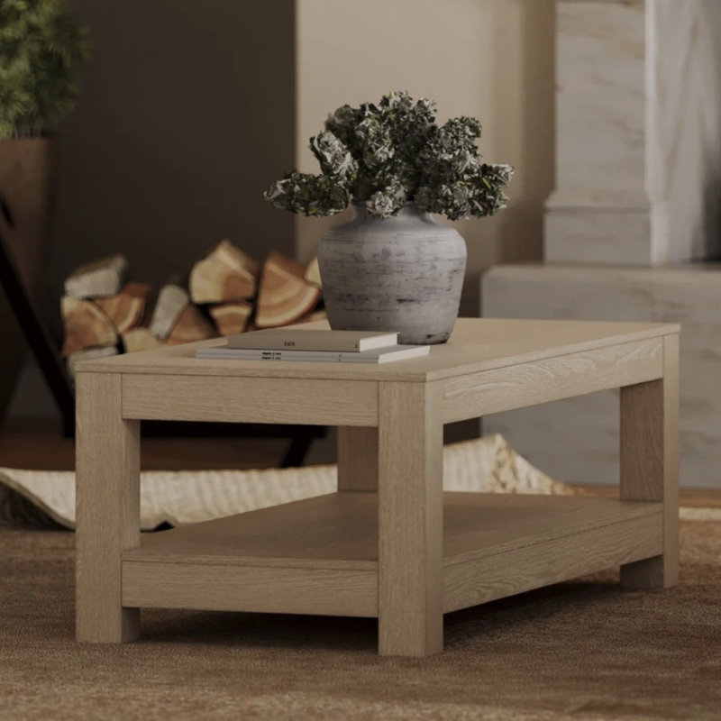 Maven Lane Paulo Wooden Coffee Table, Weathered White