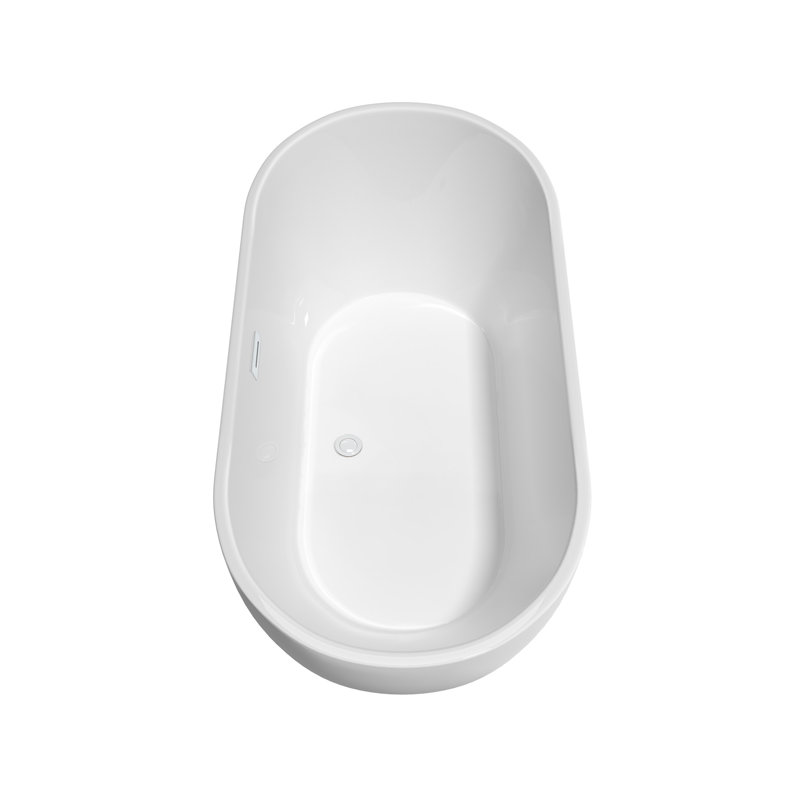 Brooklyn 60'' x 30'' Soaking Acrylic Bathtub with Faucet, White/Shiny White/Matte Black