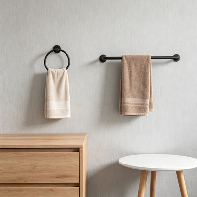 Stainless Steel 5-Piece Bathroom Hardware Set, Wall Mounted Towel Bar Set Includes 23.6-Inch Towel Rack, Towel Ring, Toilet Paper Holder, and 2 Coat Hooks