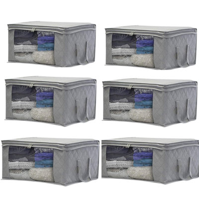 6Pcs Non-Woven Clothes Storage Bag Folding Quilt Dust-Proof Cabinet Finishing Box