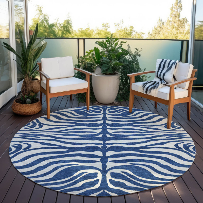 Tapis intérieur / extérieur bleu marine Solstice , 3 pi x 5 pi