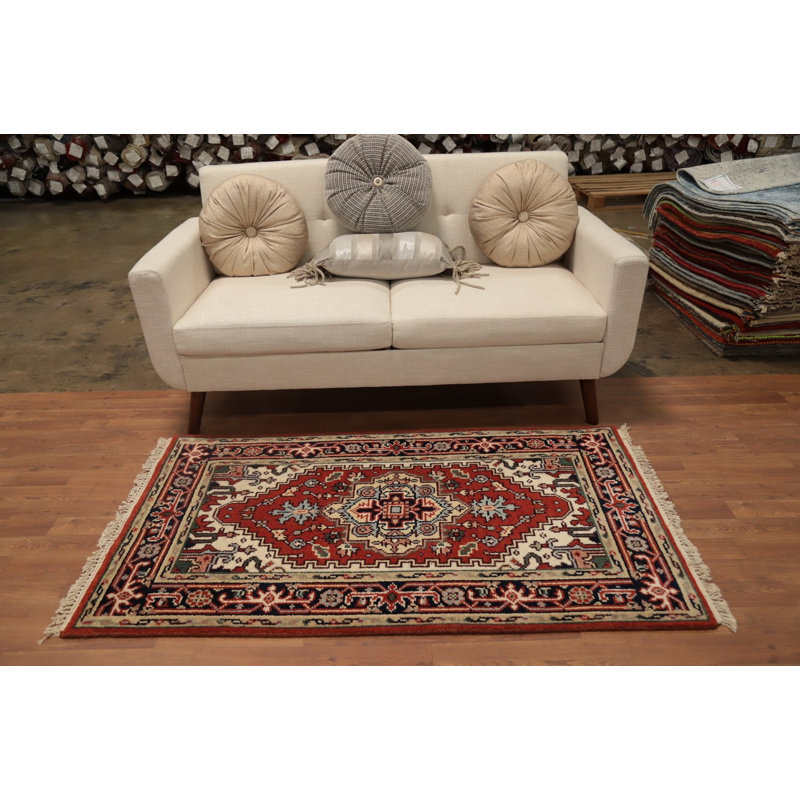 Tapis géométrique traditionnel en laine fait à la main 3 x 5