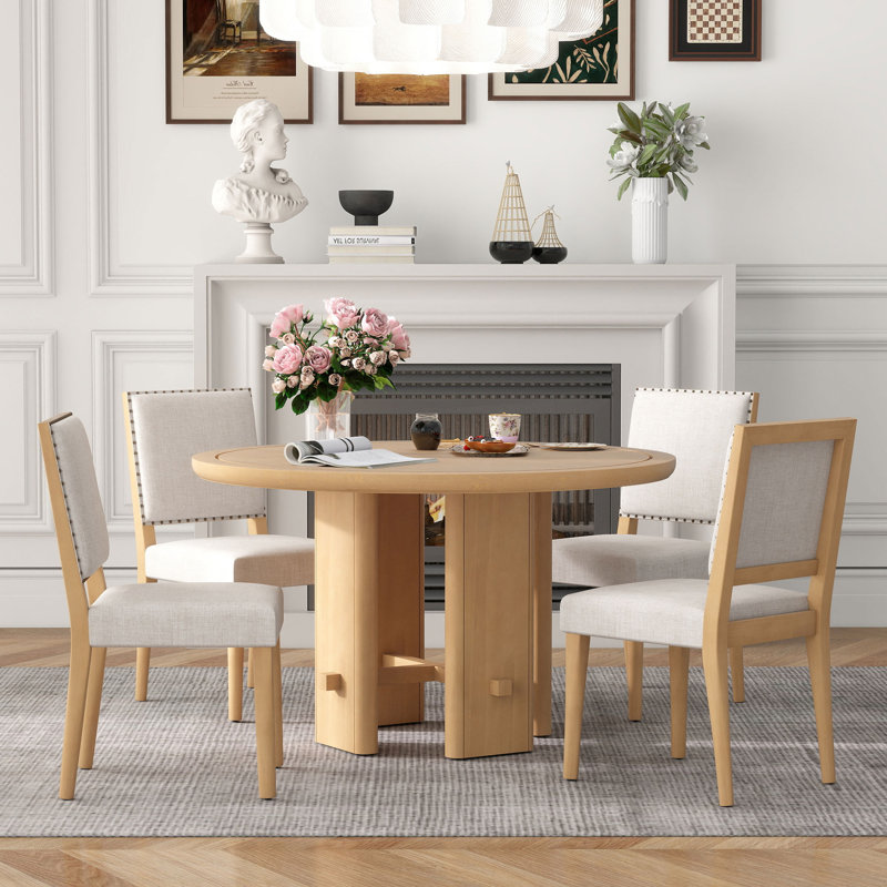 Ensemble repas pour 4 personnes, Beige / Naturel, Naturel