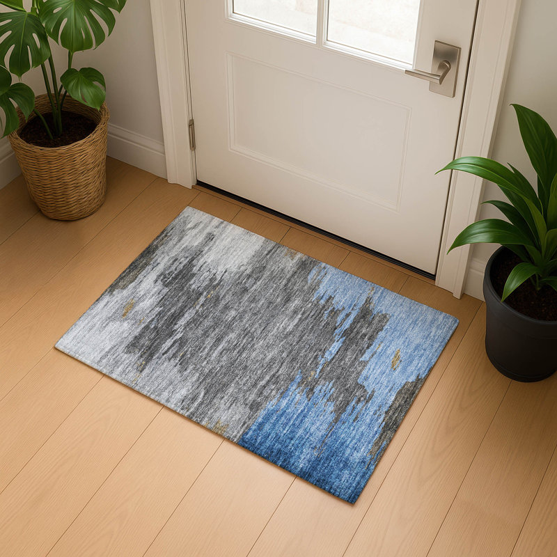 Premium Machine Washable Ansley Abstract Rug, Rectangle 1'8" x 2'6"
