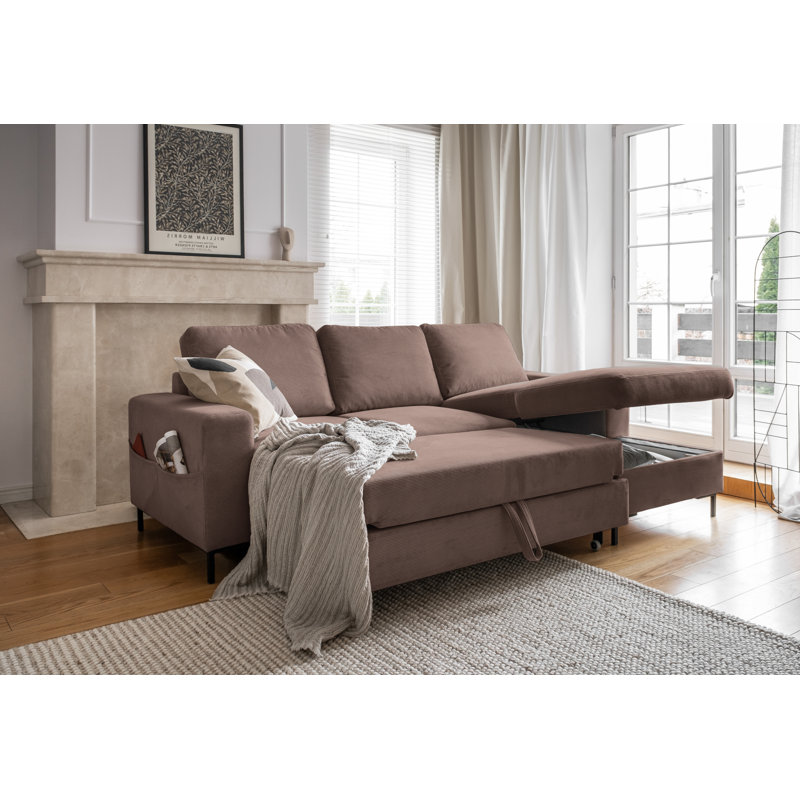 Lofty Lilly 4 seater Corner Sofa Bed, Taupe, Right Hand Facing