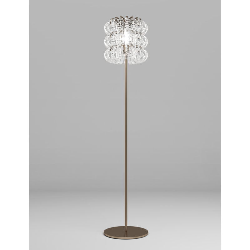 Ecos Striped 35 Floor Lamp, Matte Bronze, Crystal Striped Glass