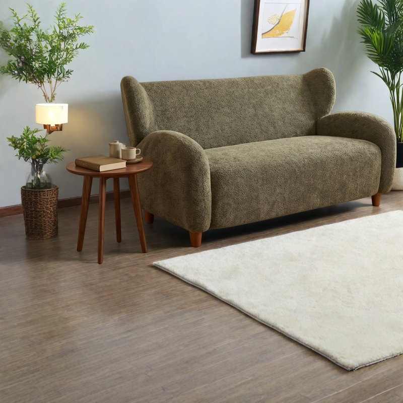 Chaises d'appoint confortables, causeuse en tissu chenille olive 58 po