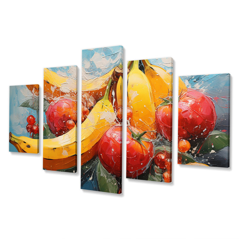 «Vibrant Fruit Harvest IV», reproduction sur toile - 5 panneaux