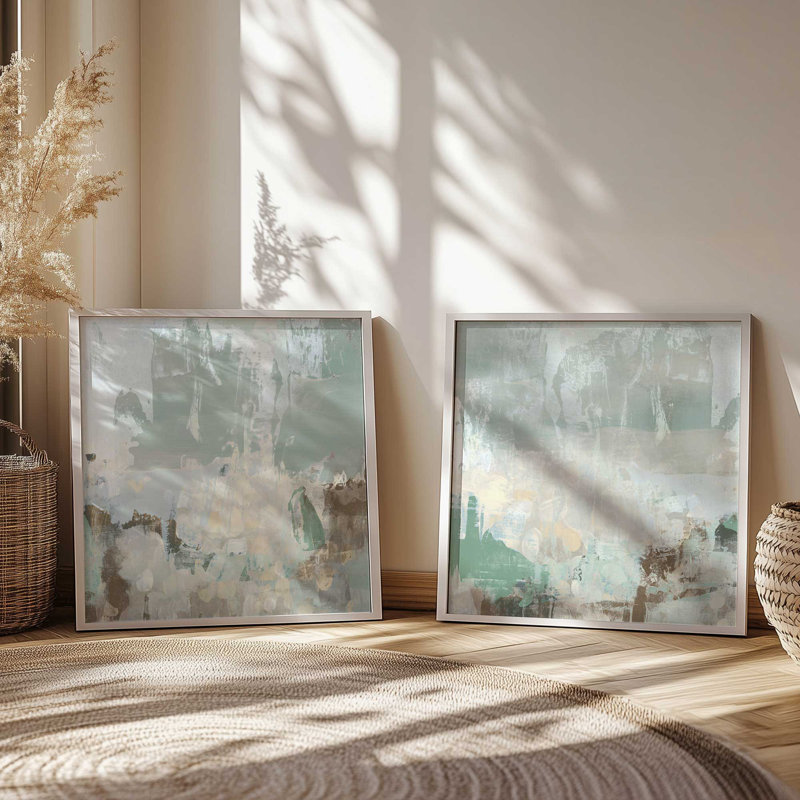 «Beachy Paint Party II», ensemble de 2 impressions, 16 po x 16 po, Impression encadrée, Or poli