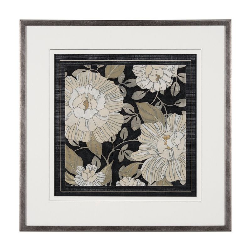 Garden Noir II by June Erica Vess a Hand Embelished Textured Framed Art Print Matted under Glass