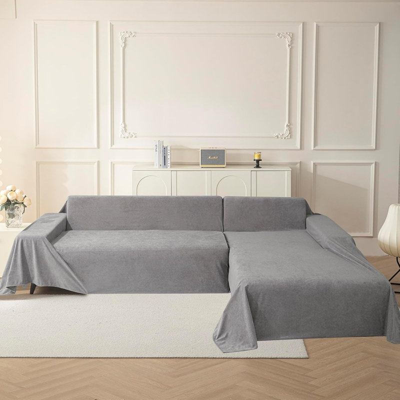 Housse de canapé - Housse de canapé à 3 coussins, Housse de protection pour meubles pour animaux de compagnie antidérapante pour canapés modulaires, Housse de canapé lavable résistante aux égratignures pour chiens et chats, Gris