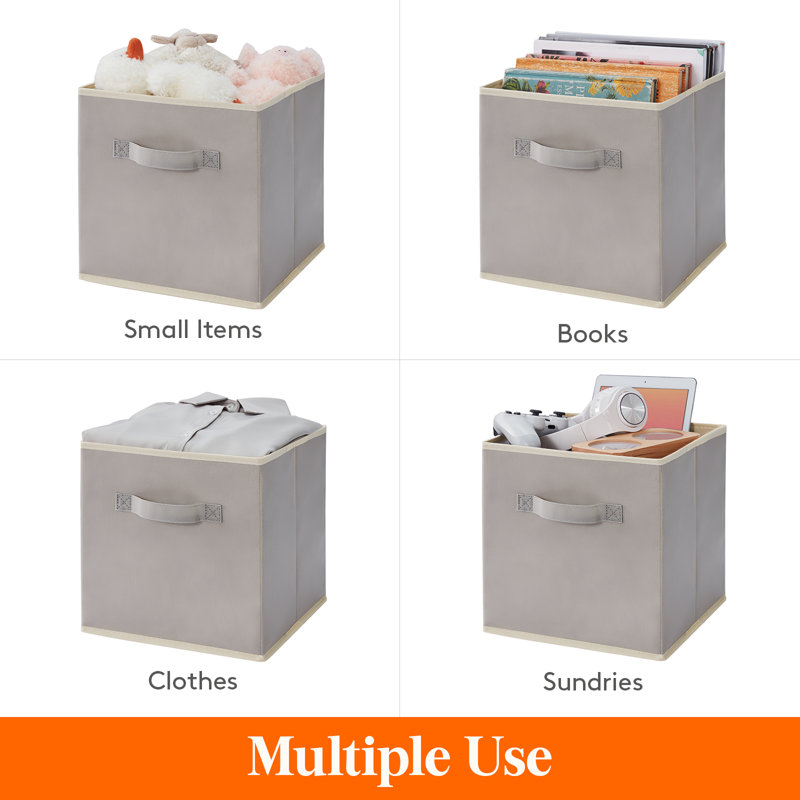 Collapsible Storage Cubes 11 Inch Foldable Fabric Bins Multi-color Organizers Decorative Organizing Baskets For Shelves For Closet, Utility Room, Storage Room Set Of 6 