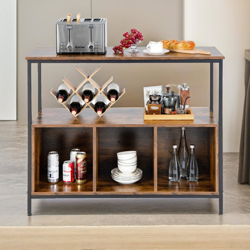 Nusa Rustic Industrial Sideboard Open Storage Cabinet with Shelves Living Room