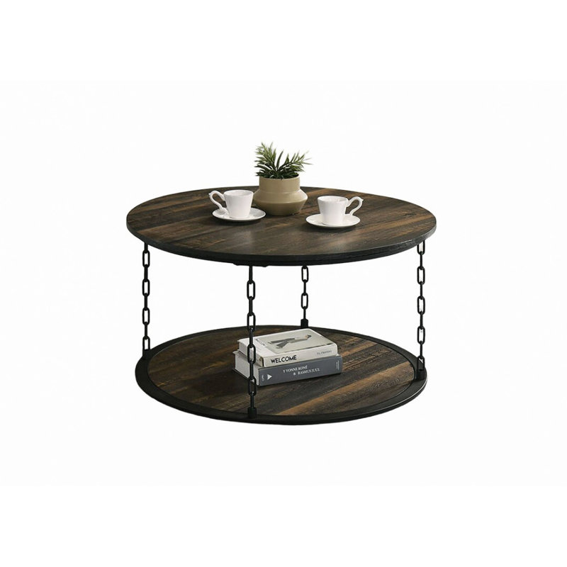 Ensemble de table 3 pièces 1 table basse 1 table de bout décorative 2X, Marron foncé